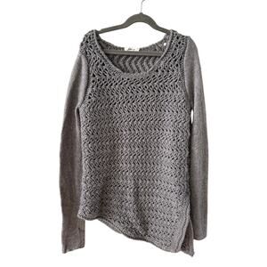 Helmut Lang Sweater Women's Small Gray Wool/Cashmere Blend Open Knit